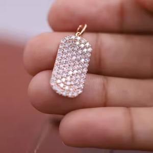 Pendentif en diamant Moissanite taillé en or rose 14K pour anniversaire de mariage Pendentif à breloque en or blanc pour elle Cadeau parfait - Product Image 1