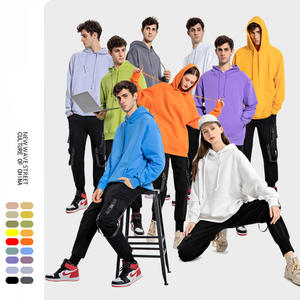 Almacén Proporcionar etiquetas Jersey liso de gran tamaño Unisex Sudaderas de peso pesado Impresión personalizada Sudaderas con capucha negras - Product Image 2