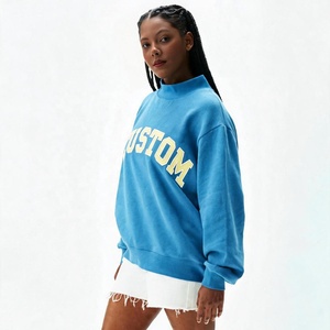 Custom Embroidered Women's Cotton Oversized Pullover Hoodie Knit Designer Crew Neck <b>Sweaters</b> Unisex Set Customization with logo - Product Image 2