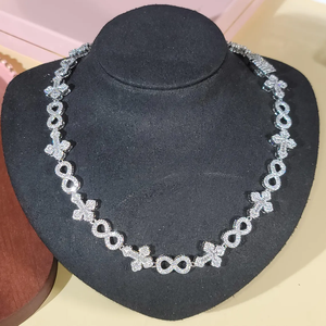 Collar de diamantes con Cruz infinita de plata 925 con ajuste de Micro pavé collar único de diamante de moissanita de corte redondo - Product Image 2
