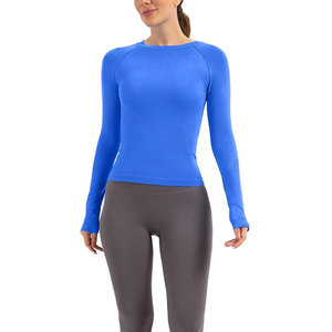 Haut de sport pour femme personnalisé avec votre propre design, respirant, écologique, grande taille, manches longues, avec logo personnalisé, en matériau Spandex/Nylon - Product Image 1