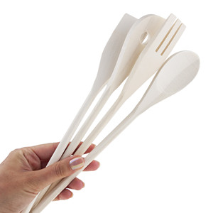 Ensemble de 4 ustensiles de cuisine en bois, outils de cuisson et accessoires pour la cuisine à domicile, spatule et cuillère design - Product Image 1