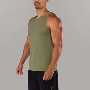 เสื้อกล้ามผู้ชายแห้งเร็วชุดออกกำลังกายในยิมสีเขียวล้วนสไตล์ลำลองผลิตตามสั่ง - Product Image 4