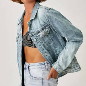 Chaqueta Vaquera Gótica de Manga Larga para Mujer, al por Mayor, con Diamantes y Botones, Diseño de Punto Transpirable - Product Image 2