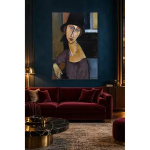 Fida Modigliani Jeanne Hbuterne avec chapeau, impression sur toile - Product Image 1