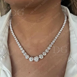 Collier tennis en moissanite pour femme, 40 carats, en argent 925, certifié IGI, poli, tendance, à maillons ronds, pour usage quotidien - Product Image 5