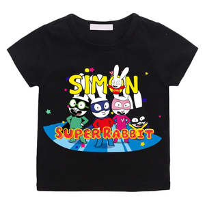 เสื้อยืดซิมอน ซุปเปอร์แรบบิทสำหรับเด็ก ผ้าเจอร์ซีย์คอตตอน 100% ลายตัวการ์ตูน - Product Image 3