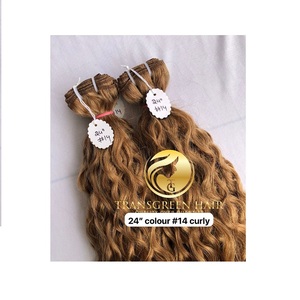 Top meilleure qualité #14 couleur brute bouclée en gros paquet brut temple indien direct de l'inde Machine Double trame vendeurs de cheveux humains - Product Image 1