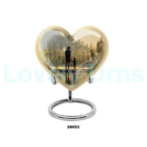 Urna conmemorativa de cremación de corazón de pesca al atardecer de la mejor calidad para cenizas de adultos, urna decorativa de corazón grande con soporte y bolsa gratis - Product Image 4
