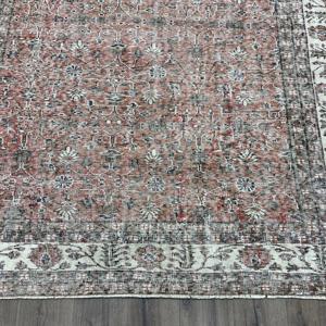 6.7x10 ft Turkish Rug, Vintage Rug, <b>Brown</b> Ombr <b>Wool</b> Rug - Product Image 2