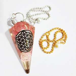 Rose Quartz WIth Reiki Charm Orgone Pendulum - Product Image 1