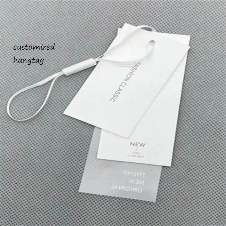 Custom Fashion Design logo brand name high quality clothing tags labels custom paper Hang tags with string Rope for Clothing