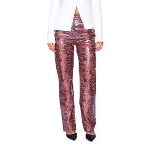 Manufacturer Custom High Quality <b>Synthetic</b> Snake Skin <b>Leather</b> Pants Breathable Casual Style with Flat Front Logo on Waist - Product Image 2