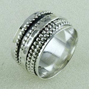 Wostu — bague Spinner en argent massif 925, anneau à Spinner fait à la main en inde, 5 bandes - Product Image 3