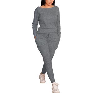 Conjunto Deportivo de 2 Piezas para Mujer, Talla Grande, Top de Manga Larga y Pantalones Deportivos Transpirables, Conjunto Cómodo para Invierno - Product Image 1