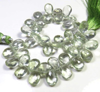 Perles de pierres précieuses en améthyste verte naturelle de qualité supérieure, 8 brins, 10-12 mm, en forme de poire, facettées, 100 % naturelles, 130 carats pour