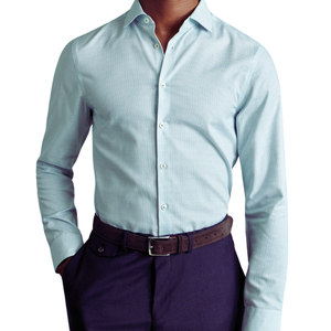 Stylish Casual Teal Green 100% Cotton Twill Fabric <b>Men's</b> OEM Service Stand Semi-Cutaway Non-Iron <b>Stretch</b> Comfortable <b>Shirt</b> - Product Image 3