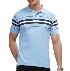เสื้อโปโลแขนสั้นสำหรับผู้ชายสไตล์สตรีทสุดอินเทรนด์เสื้อเจอร์ซีย์ผ้าคอปกแบบมีลายทางดูทันสมัย - Product Image 1