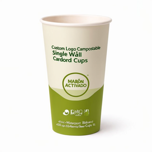 Gobelets en carton compostables à paroi simple avec logo personnalisé 450cc - Gobelets à bière biodégradables imperméables - Product Image 3