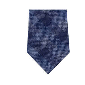 Cravatta Classica da Uomo Michael Kors in Seta Blu con Motivo a Quadretti Pebble Gingham, Taglia Regolare - Product Image 3