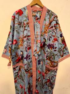 Bata Kimono de Algodón con Estampado de Pájaros, Estilo Boho, Vestido Largo - Product Image 2