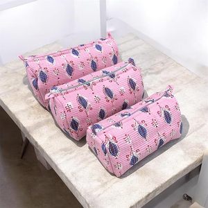 Eco-Friendly Cotton Cosmetic Pouch Set 3 Waterproof Zipper Machine Washable Travel Organizer Bags <b>Makeup</b> Jewellery Toiletries - Product Image 2