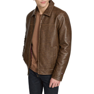 Nouvelle veste en cuir pour homme, fermeture éclair sur le devant, manches longues, plusieurs poches, col montant, poignets élastiques, veste pour homme, vestes pour homme - Product Image 3