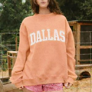 Sweat-shirt à col montant pour femme, long, automne/hiver, coupe ample confortable, style décontracté, pull avec logo sur le devant - Product Image 3