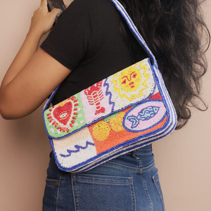 กระเป๋าสะพายไหล่ลูกปัดดีไซน์มินิมอล ทำมือ กระเป๋าถือชายหาดสไตล์โบฮีเมียนสำหรับผู้หญิง กระเป๋าสะพายข้างแฟชั่นฤดูร้อน โดย glowin fashion - Product Image 1