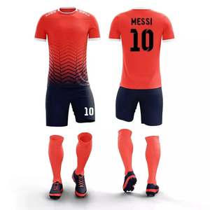 Maillot de football bleu de sport respirant en polyester personnalisé pour hommes, ensembles d'uniformes de football, couleur dégradée, vêtements de football, ensembles - Product Image 2