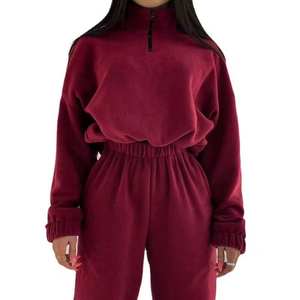 Pull à col montant à fermeture éclair 2025 pour femmes, ensemble décontracté uni à manches longues, 2 pièces - Product Image 3