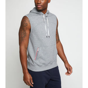 2024 logotipo personalizado entrenamiento con capucha gimnasio camiseta hombres XS tamaño sin mangas músculo Sudadera con capucha patrón impreso sólido suministro de tela al por mayor - Product Image 2