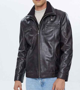 Nouvelle collection décontractée pour l'hiver 2025 – Blouson moto homme en cuir d'agneau véritable, imperméable, avec col en fourrure, couleur personnalisable, haute qualité - Product Image 2