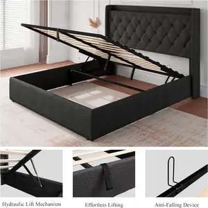 Di Dat Modern Design Stijl Kingsize Houten Bedframe Voor Slaapkamer Usb-Poort & Stopcontact, Onderbed Opslag, Rgb Led Verlichting