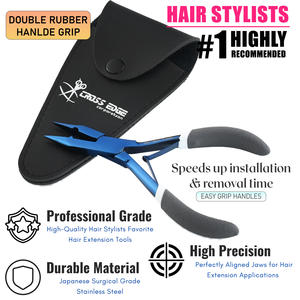 Professional <b>Hair</b> Extension Tools Stainless Steel Microlink Bead Closer 5.5Inch Plier for <b>Hair</b> Extension Soft <b>Grip</b> Double Spring - Product Image 5