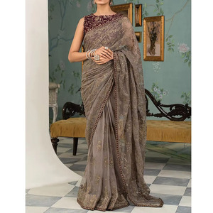 Los Mejores Saris Reversibles de Diseñador, Bordados, Sin Arrugas, de Secado Rápido, para Bodas y Fiestas, Calidad Profesional, para Mujer, en Oferta 100% - Product Image 2