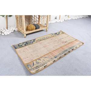 Alfombra de retazos de lana blanca Vintage 1,7X3,2 pies diseño de pasillo rectangular clásico hecho a mano felpa dormitorio bambú seda poliéster nuevo" - Product Image 2