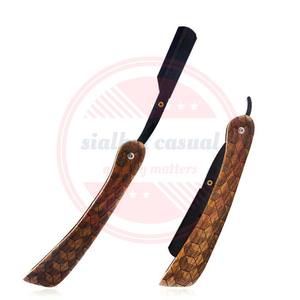 Maquinillas de afeitar de peluquero rectas profesionales Material de acero inoxidable con mango de madera Maquinillas de afeitar de peluquero - Product Image 2