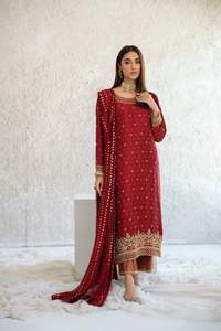 2024 New Elegant Long Kurta Pant & Dupatta <b>Dress</b> with Beautiful Zardozi Embroidery & Lace Decoration <b>for</b> Parties & Weddings - Product Image 2