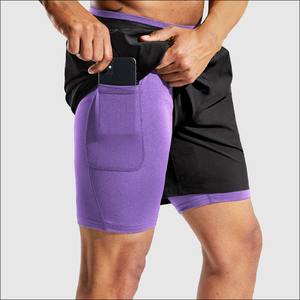 กางเกงวิ่งออกกำลังกายแบบ2 in 1ของผู้ชายระบายอากาศได้ดีแห้งเร็วเข้ายิมการฝึกโยคะมีกระเป๋า7นิ้วแบบ2 in 1สำหรับผู้ชาย - Product Image 6