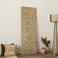 Miroir mural rectangulaire en bois sculpté à la main avec motif floral Mandala, créations anciennes, respectueux de l'environnement, personnalisable, 24x71 pouces, luxe moderne