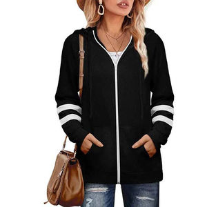 Sudaderas con capucha de cuello alto con cremallera para mujer Sudadera con cremallera transpirable de manga larga de talla grande con MOQ bajo Sudaderas con capucha para mujer - Product Image 4