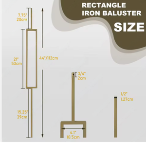 Barandilla Rectangular Moderna de Hierro Forjado Dorado para Escaleras, Resistente al Óxido, Pintable, Hueca, Decorativa, para Balcón, Villa, Hotel - Product Image 3