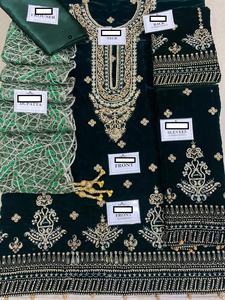 2023 colección de Bodas de lujo último terciopelo bordado Salwar Kameez Venta caliente ropa de fiesta de piedra pesada para indio - Product Image 6