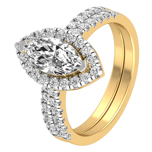 Anillo de boda de oro blanco y amarillo de 14 quilates para mujer, 1,66 Cts VS Clarity EF Color Marquise Cut Lab Grown Diamond IGI Jewelry - Product Image 1