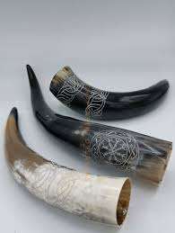 Latest Design Viking <b>Drinking</b> Horn Engraved Carving Horn Authentic Handmade <b>Drinking</b> Horn With Solid Horn <b>Stand</b> Unique Drinkware - Product Image 2