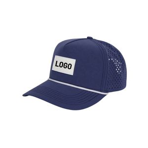 Casquette de golf imperméable à 5 panneaux avec logo personnalisé, respirante, avec trous découpés au laser, séchage rapide, casquette snapback pour hommes et femmes - Product Image 1