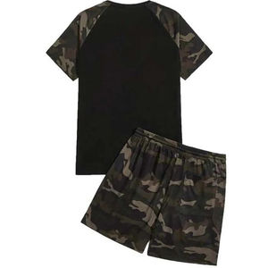 Men's Summer Sportswear Suit <b>Camo</b> Print <b>Short</b> Sleeve T-Shirt & Drawstring Waist <b>Shorts</b> Set Plus Size 2 Piece Tracksuits - Product Image 2