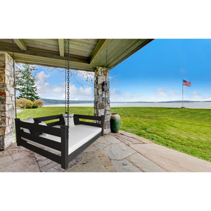 Adrow-Cama colgante de madera maciza con acabado de teca, Banco columpio para porche delantero de 2 personas, cómodo patio colgante moderno - Product Image 2