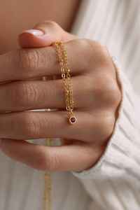 Collar con colgante pequeño de esmeralda, mini collar con piedra de nacimiento, plata de ley 925, chapado en oro de 14 quilates, regalo para ella - Product Image 2